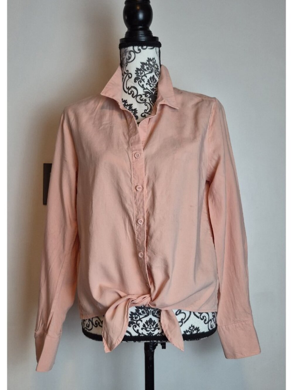 Cloth & Stone Women's M Tie Front Blouse Peach Tencel Lyocell Long Sleeve